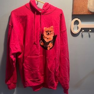 JERZEES HOODIE WITH POMERANIAN ON FRONT Size XL With Bonus Tshirt size size L